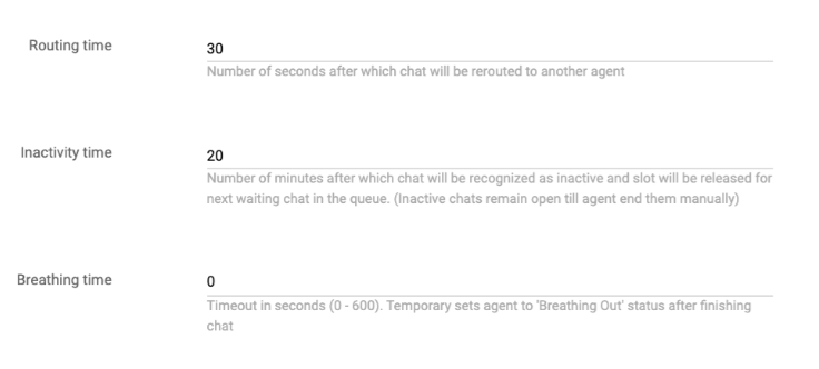 Setting breathing time period in LiveAgent
