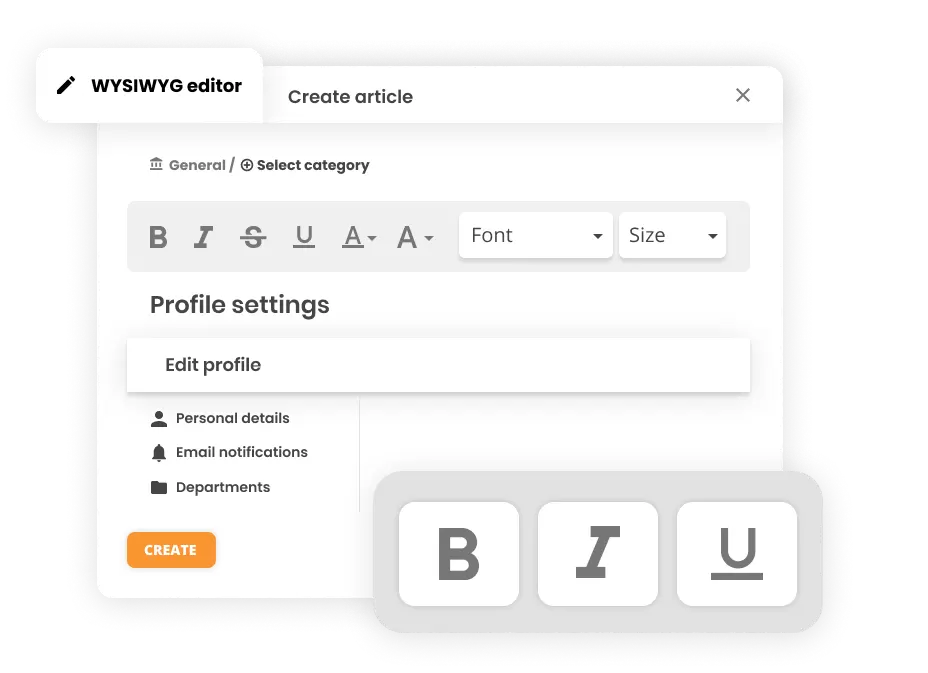 WYSIWYG editor in Help desk software - LiveAgent