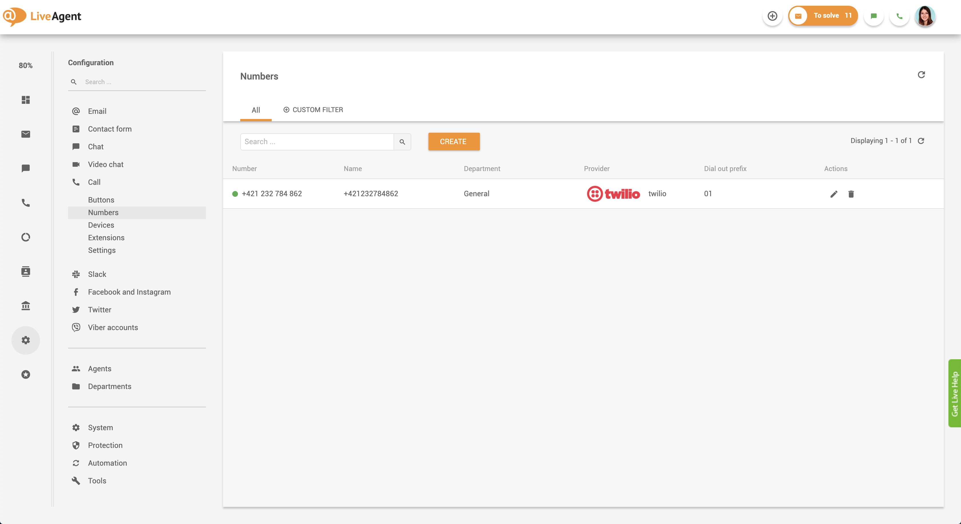 Callback set up in LiveAgent - connect phone number