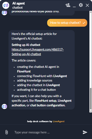 LiveAgent AI 代理聊天（支持 markdown）