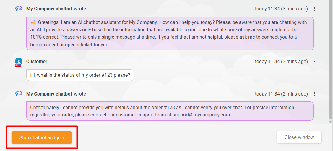 LiveAgent AI 人工交接预览