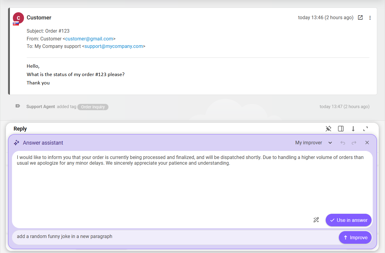 LiveAgent AI答案改进器和编写器