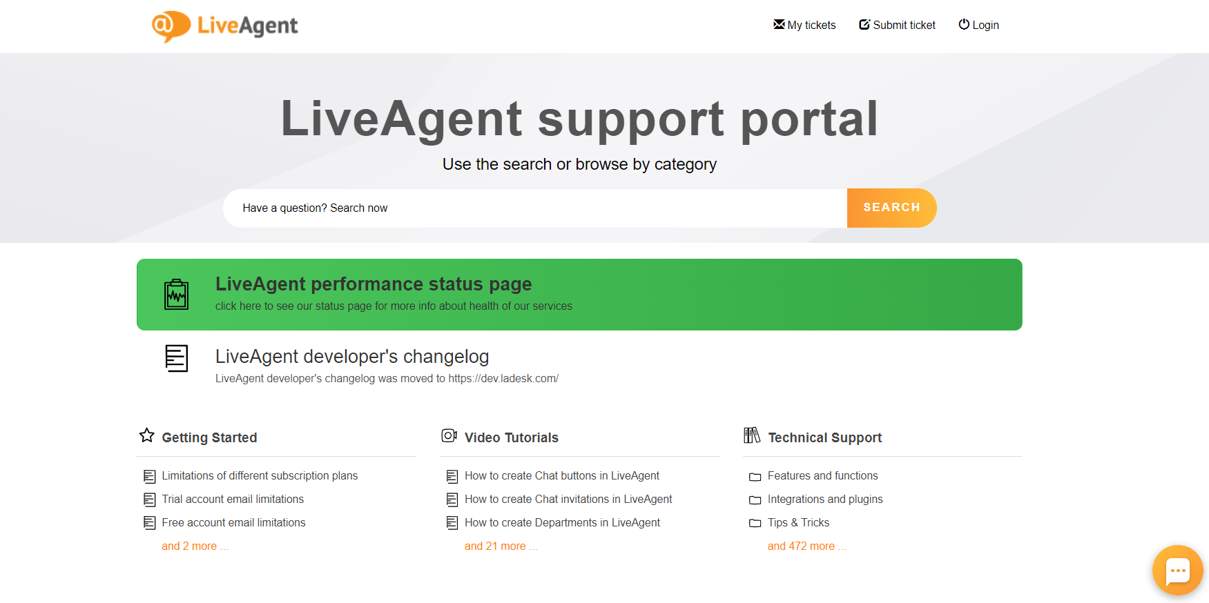 LiveAgent 支持门户的截图