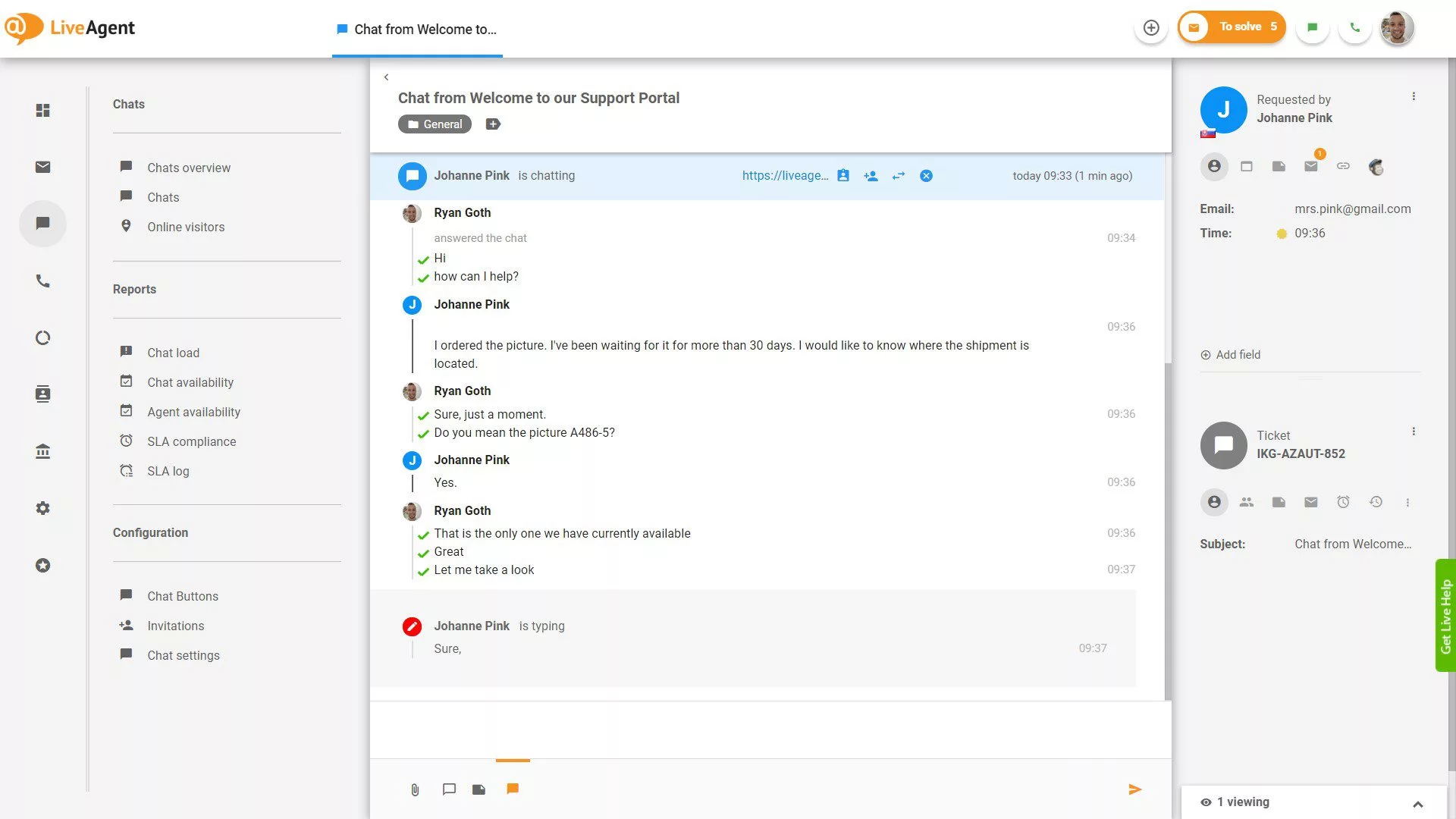 正在进行的实时输入视图聊天