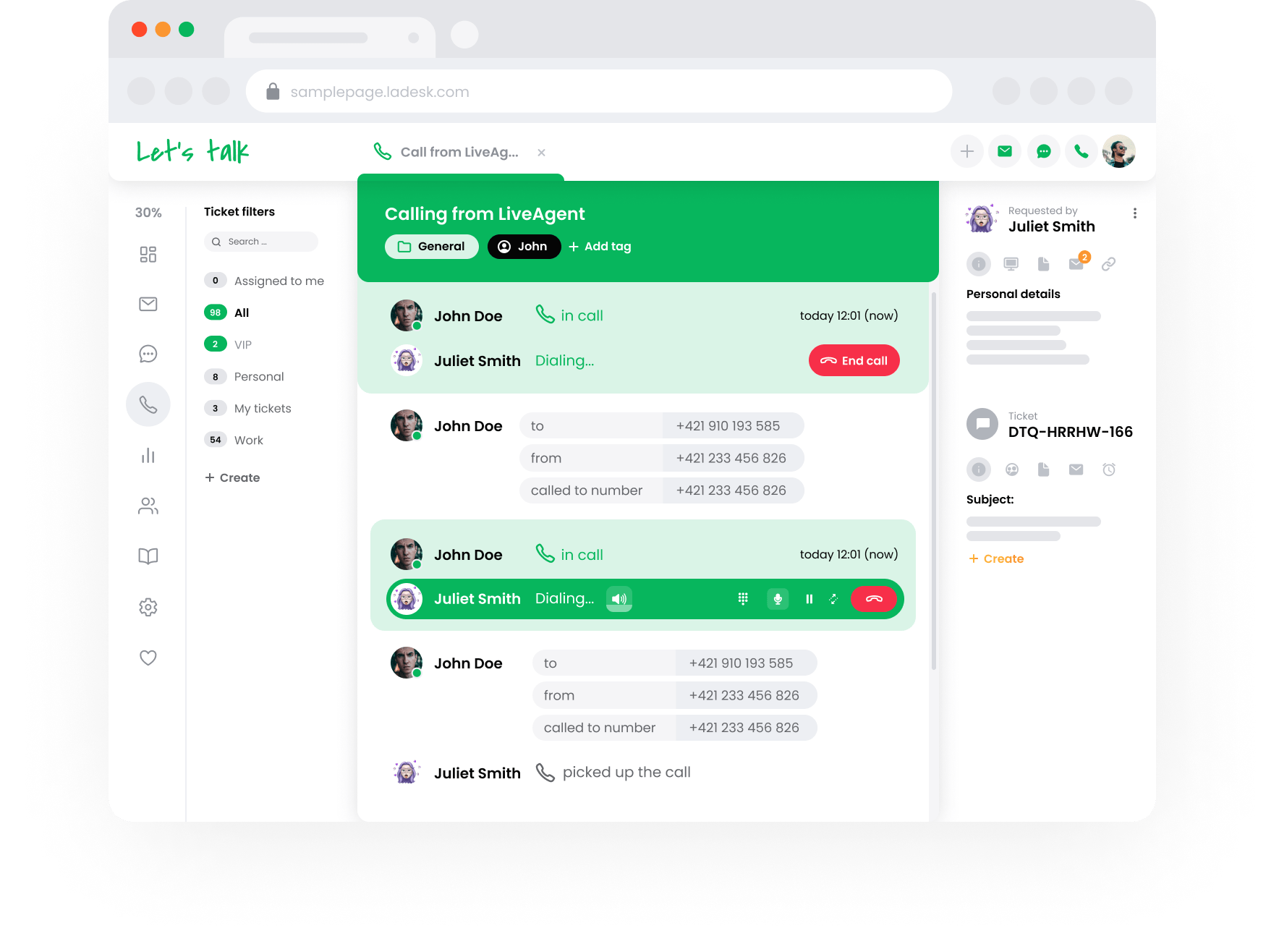 LiveAgent中的出站呼叫中心