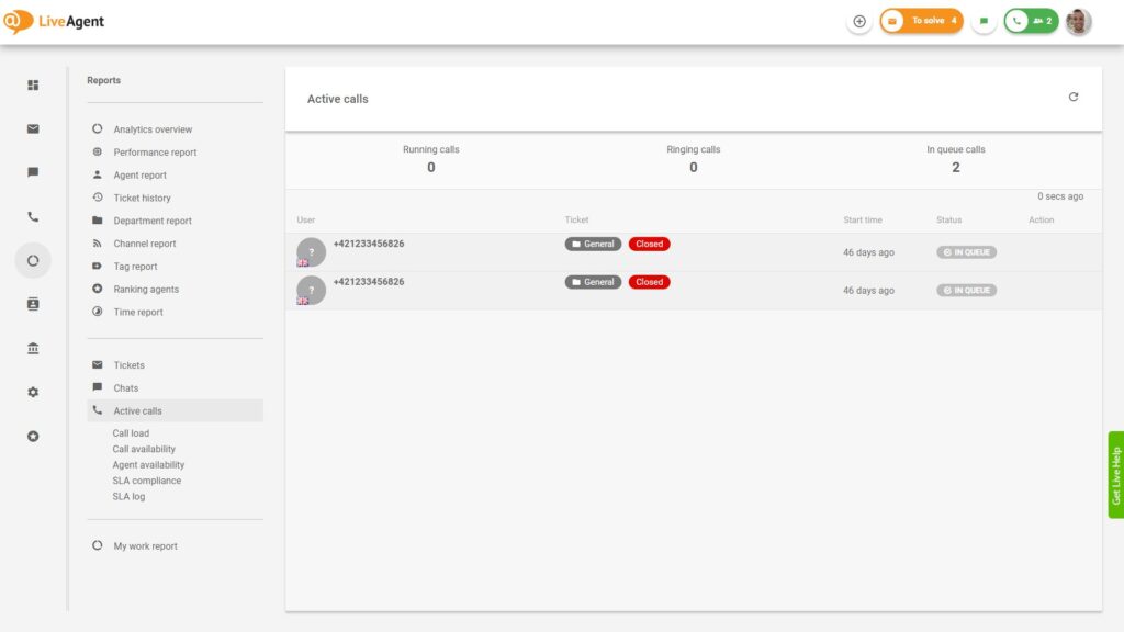 LiveAgent呼叫中心报告