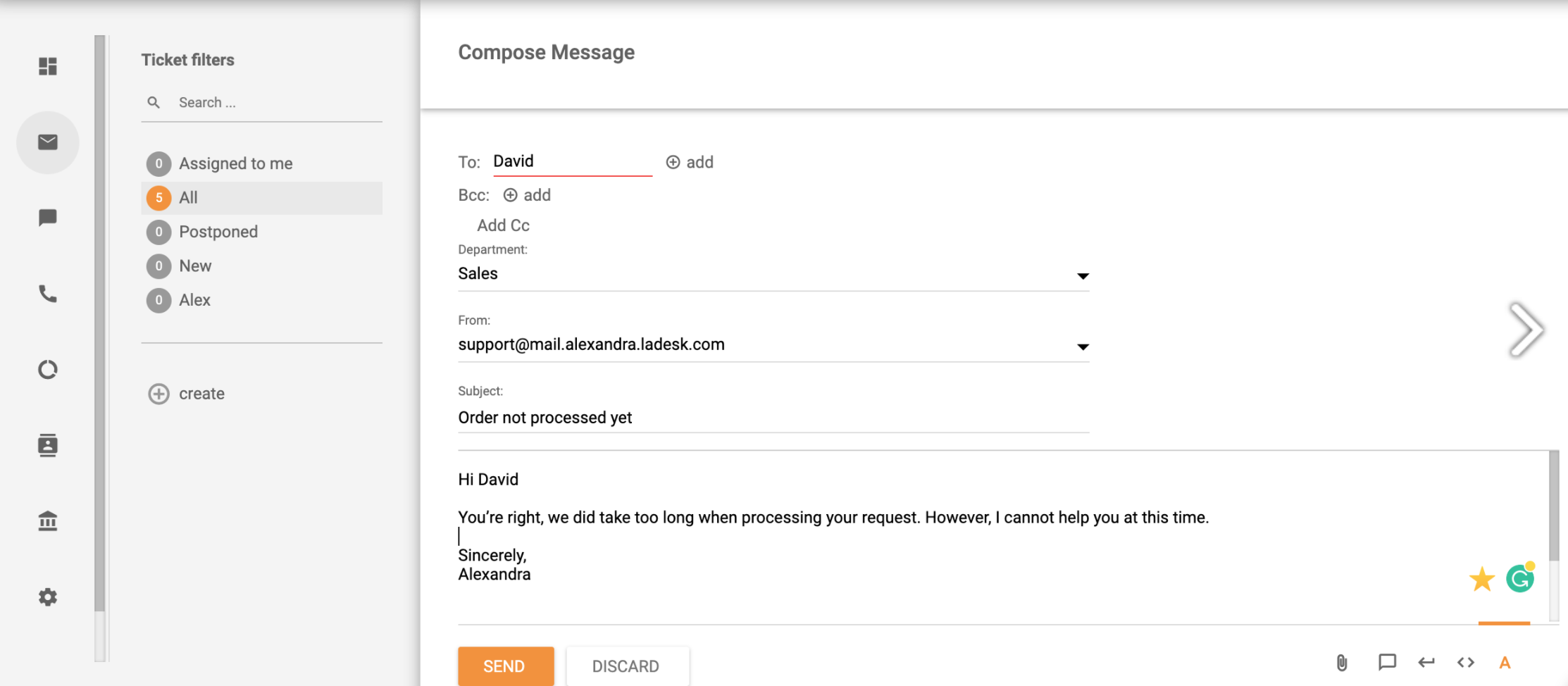 工单系统撰写新消息