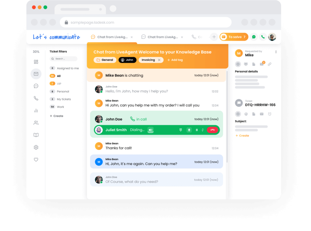 LiveAgent 的工单系统 - 支持团队视图