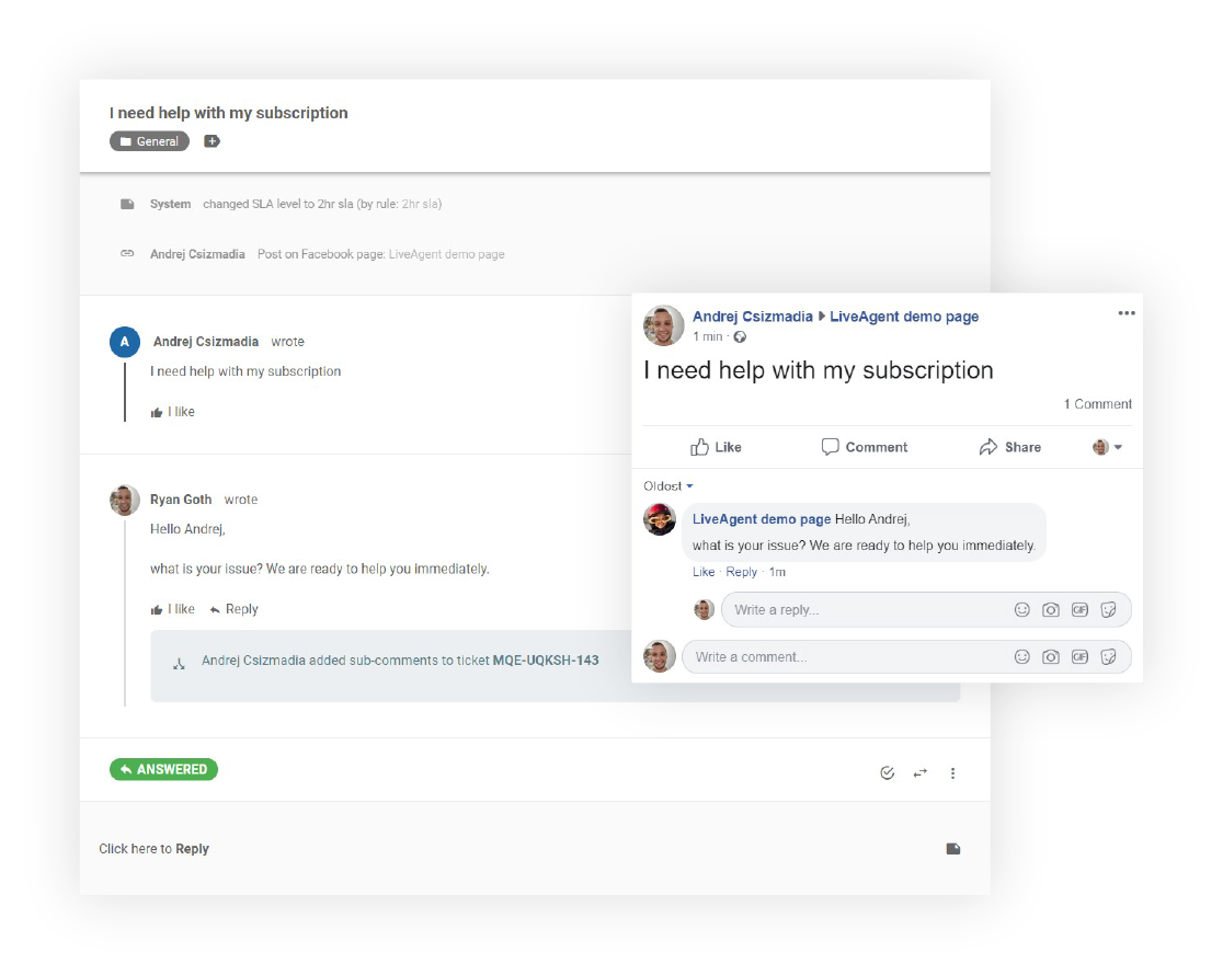 Social media customer service on Facebook
