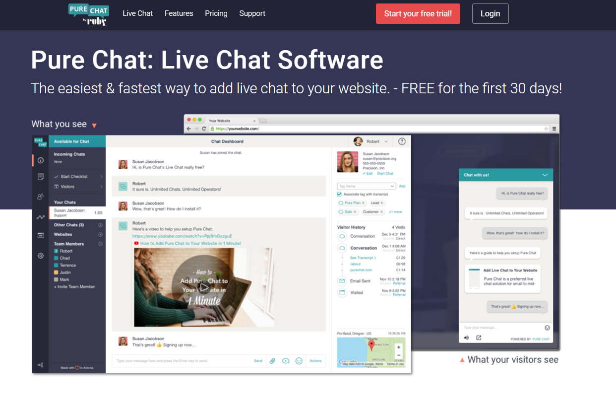 Pure Chat homepage