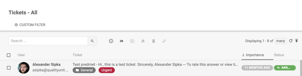 LiveAgent - urgent tag on a ticket