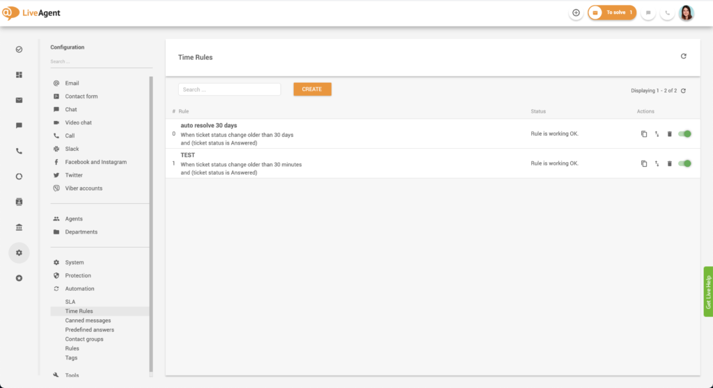 LiveAgent中可用的自动化规则以简化您的电子邮件对话