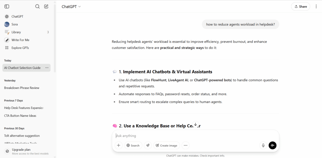 ChatGPT conversation overview