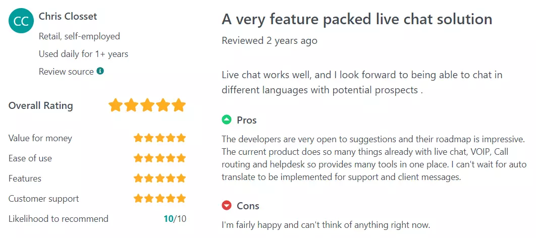 GetApp LiveChat评论