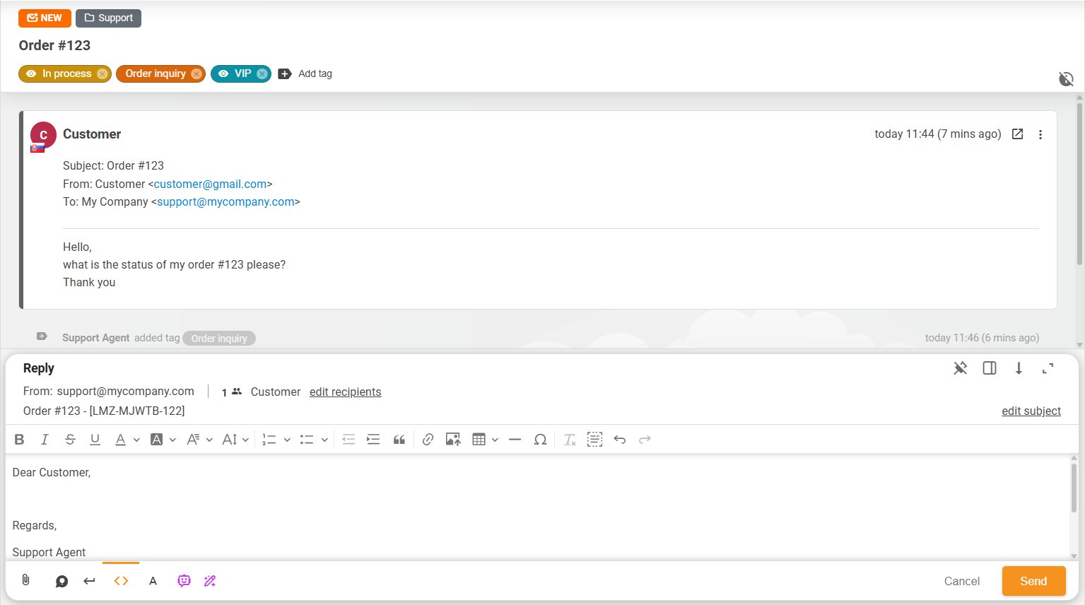 增强的工单布局和操作框