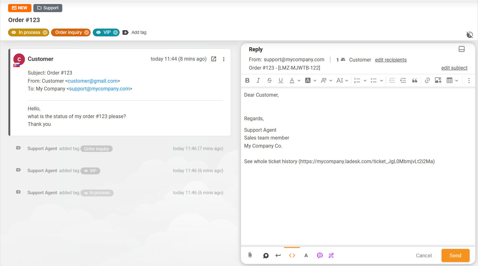 LiveAgent 中的增强工单布局视图