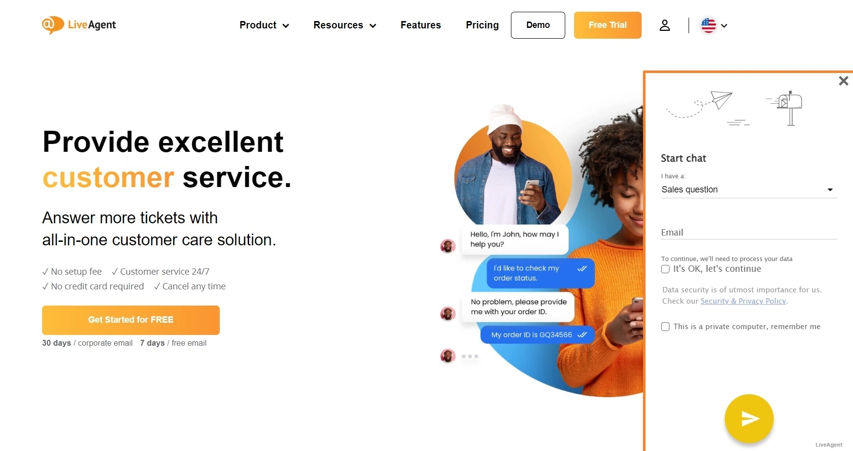 LiveAgent的实时聊天，用于快速轻松的客户支持