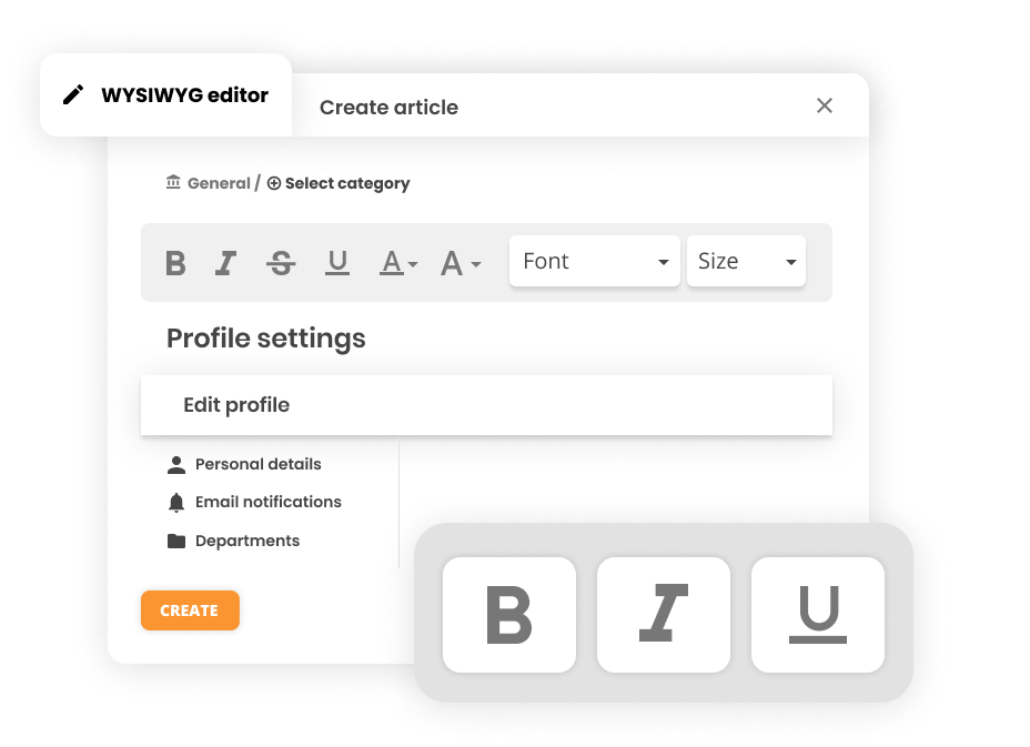 知识库软件中的所见即所得编辑器 - LiveAgent