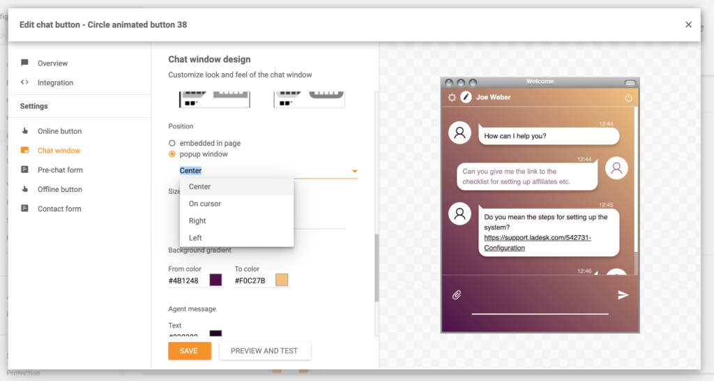 LiveAgent 弹窗功能