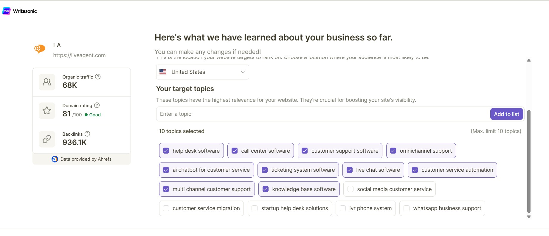 Writesonic AI网站SEO审计概览
