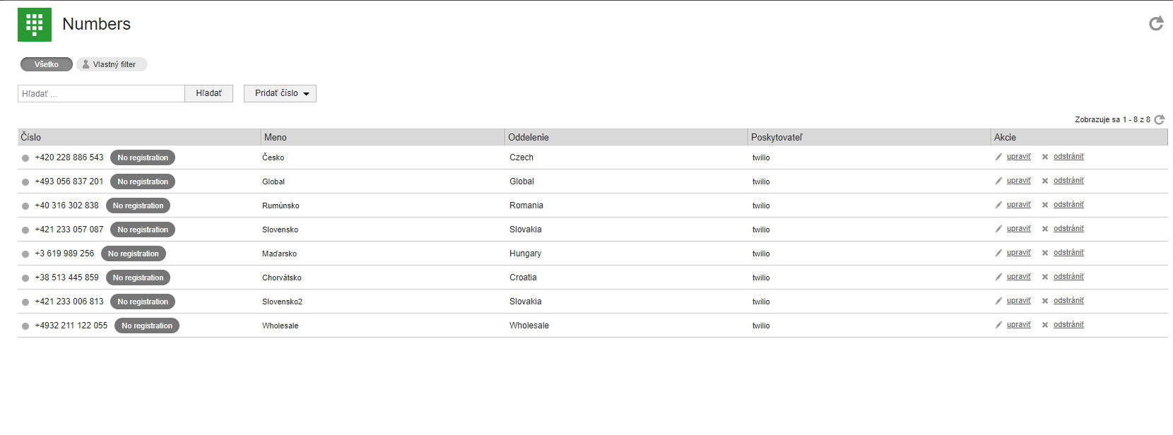 LiveAgent 中显示为已停用的活跃号码
