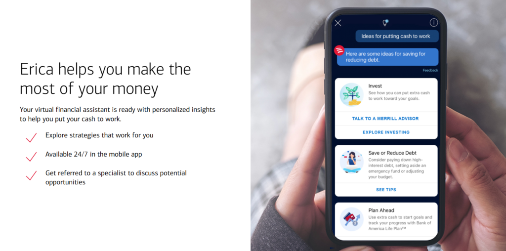 美国银行的Erica虚拟助手。