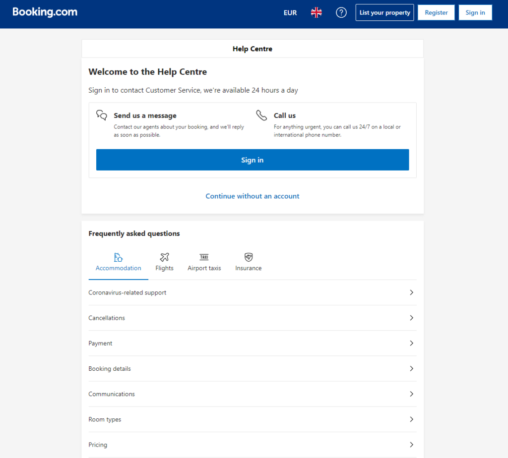 Booking.com帮助中心