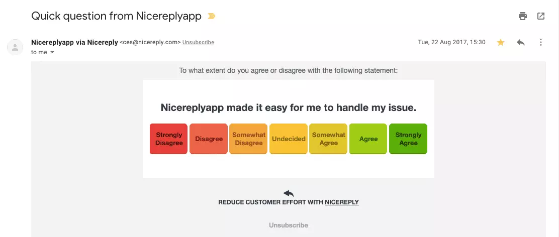 Customer Effort Score scale from 1 to 7