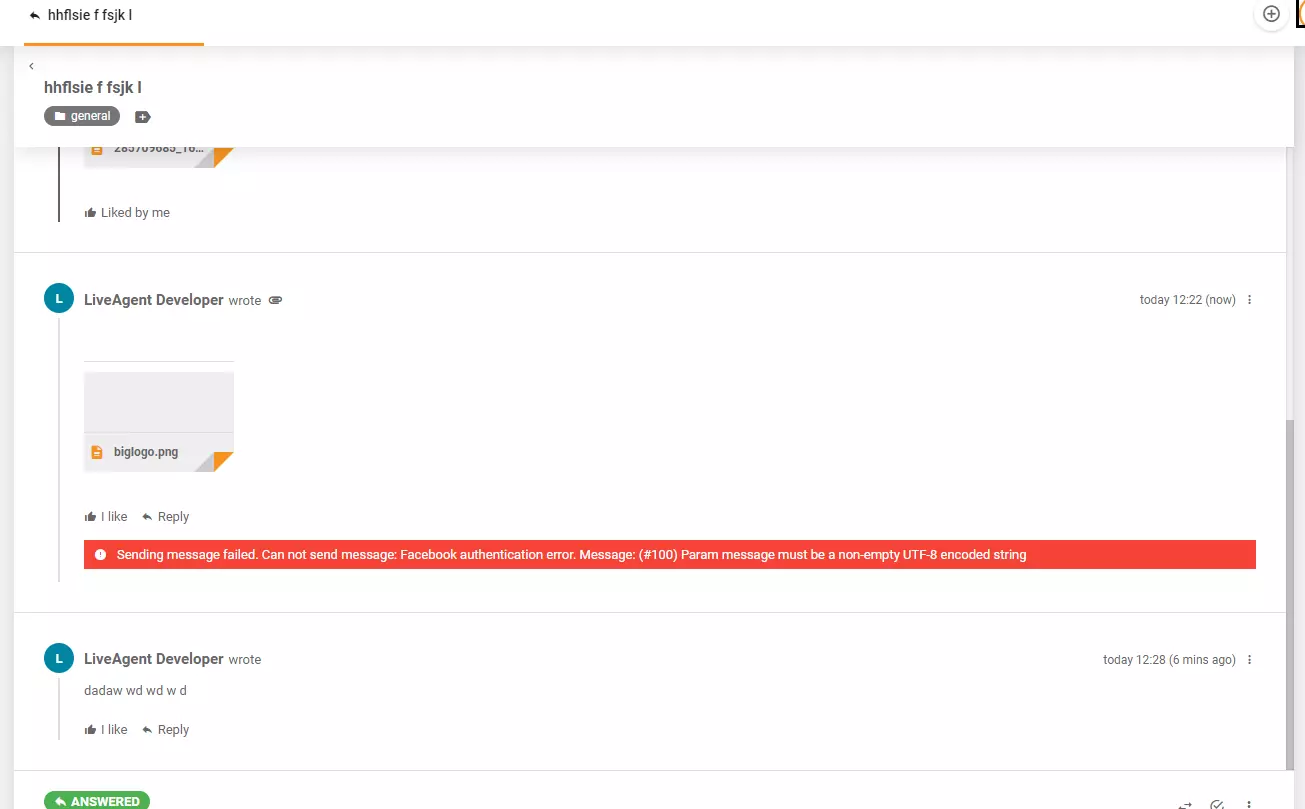 通过 LiveAgent 在 Facebook 上发布图像时显示的错误消息