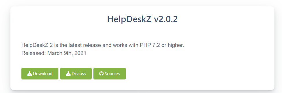 开源票务系统下载页面的示例，包括下载按钮、讨论和来源