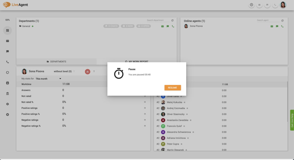 LiveAgent 暂停功能