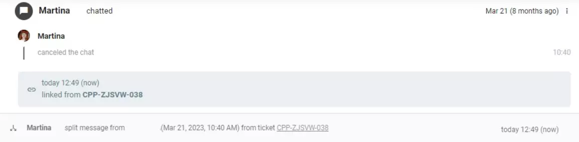 将客户通信拆分为两个单独的工单在LiveAgent中