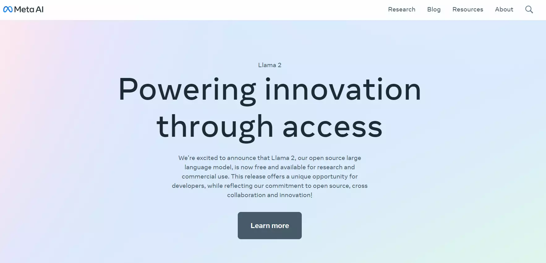 Meta人工智能页面