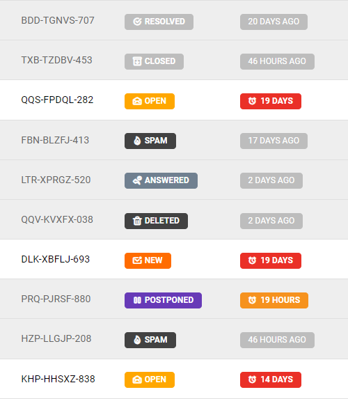 LiveAgent 上的新工单状态图标