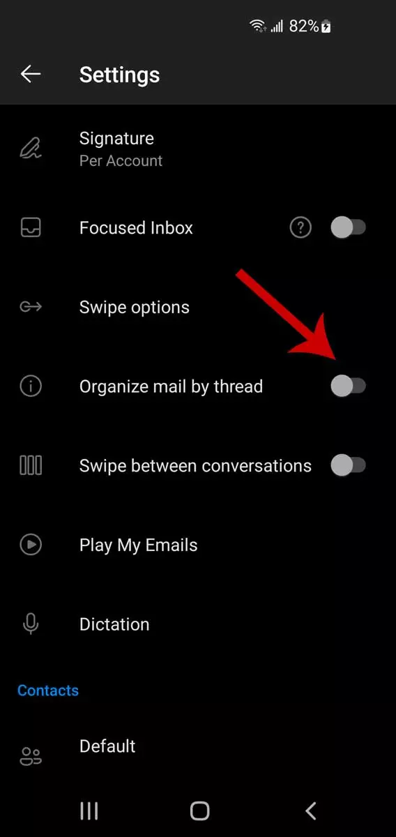 移动设备上的Outlook电子邮件线程，步骤3