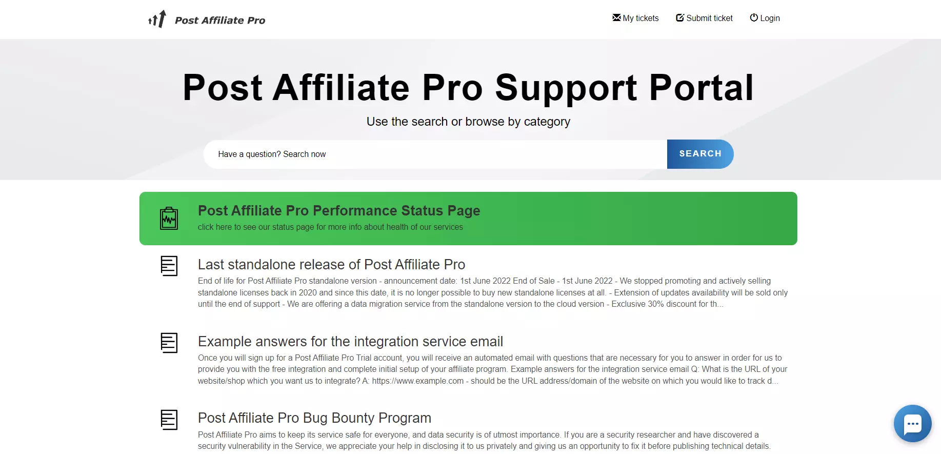 Post Affiliate Pro的支持门户