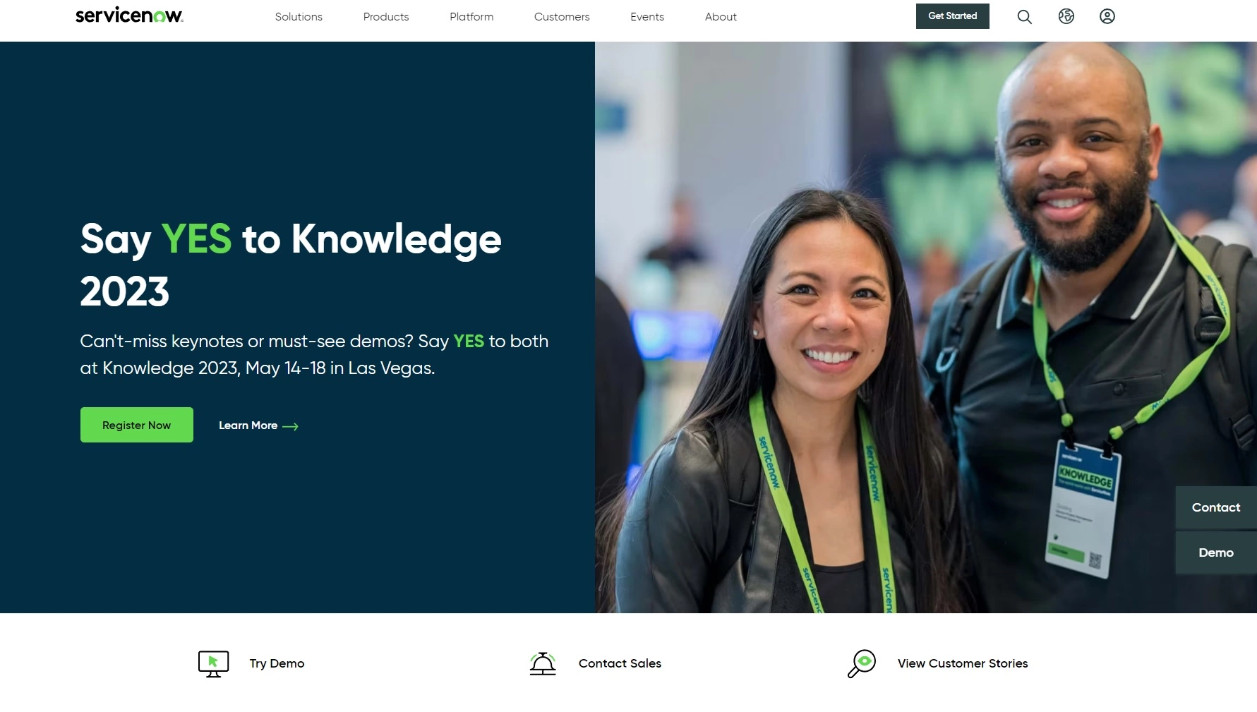 Screenshot of ServiceNow's home page - platform that automates ITSM processes and improves efficiency
