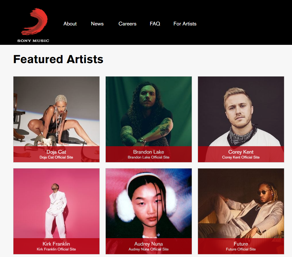 Sony Music featured artists
