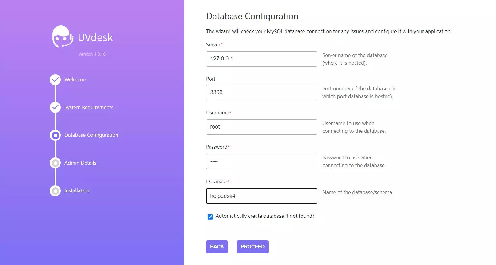 UVdesk安装向导的示例