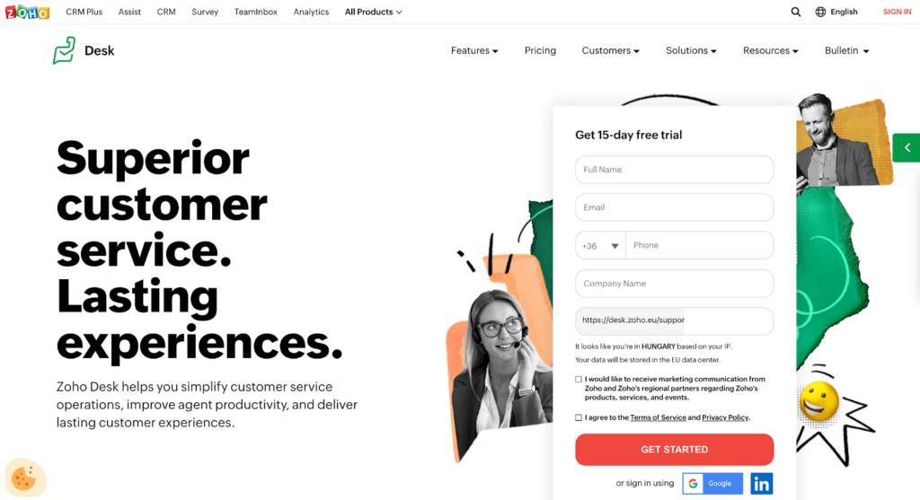 Zoho Desk工单系统主页