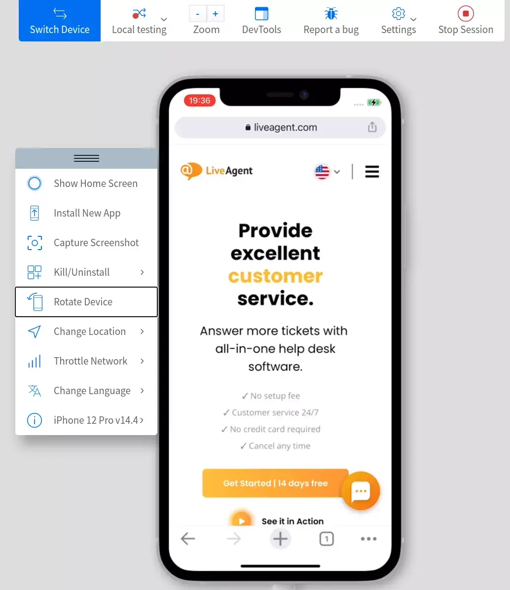 BrowserStack页面模拟