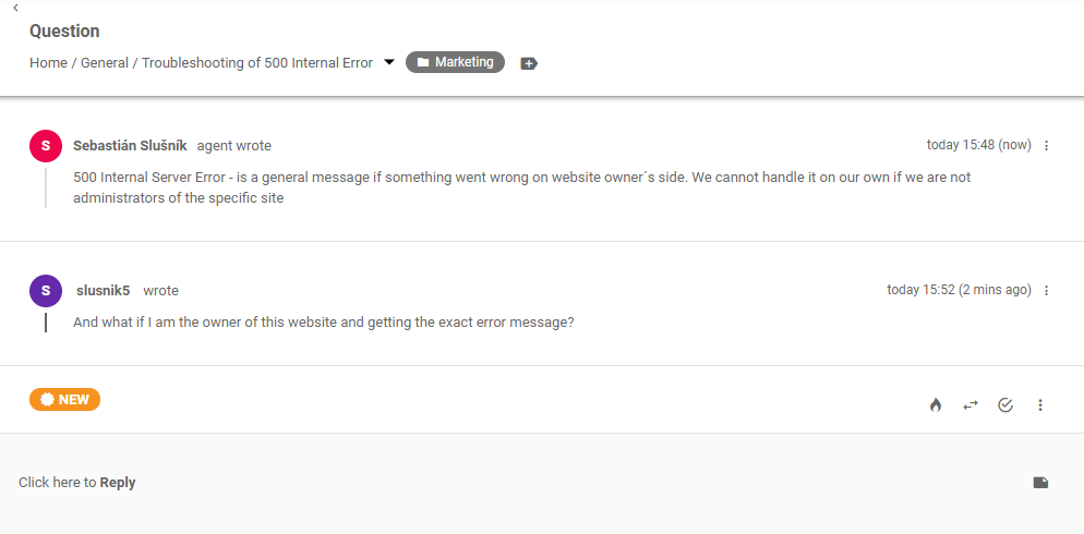 Customer forum ticket in LiveAgent