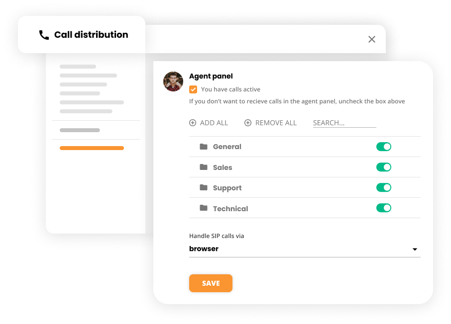 联系中心软件中的通话分配设置 - LiveAgent