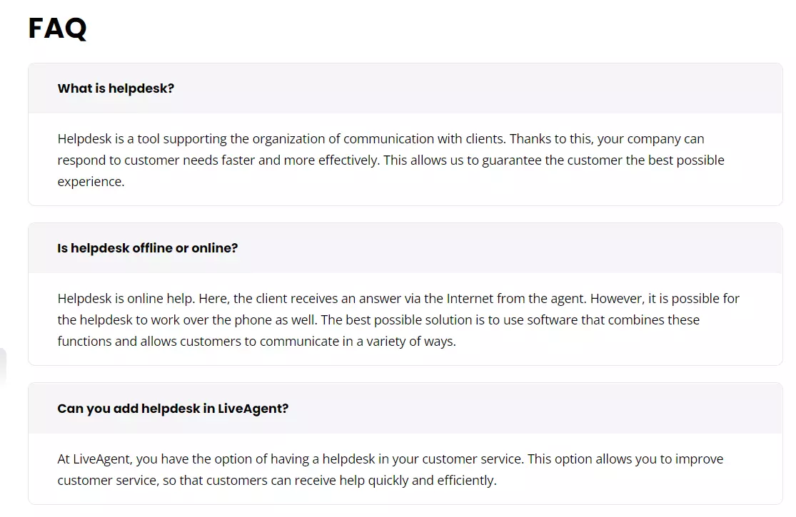 LiveAgent的常见问题示例