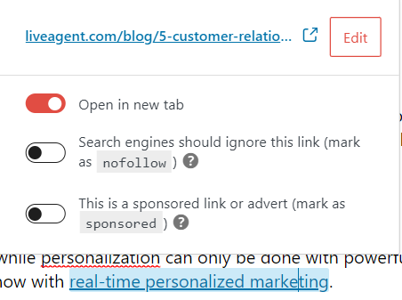 Liveagent 内部链接示例