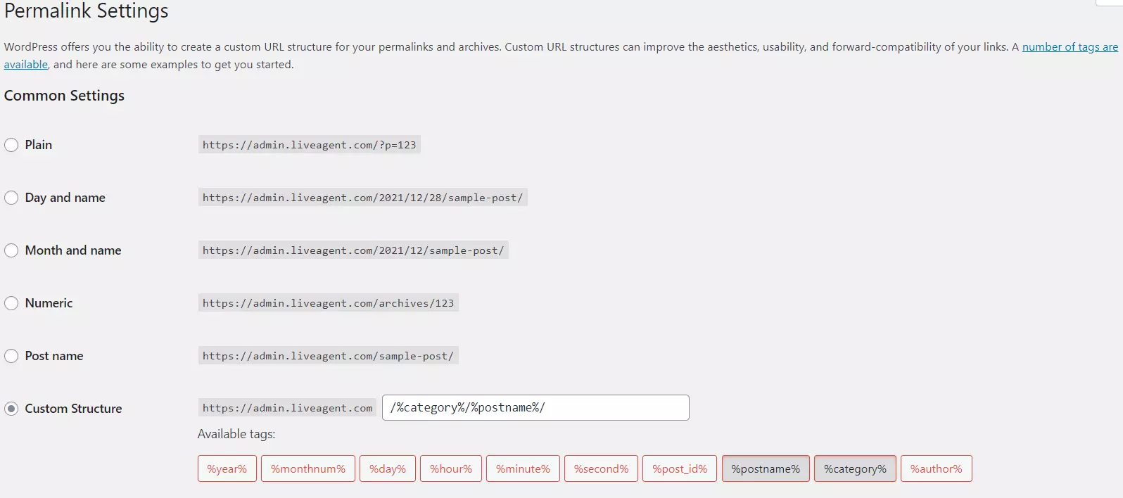 永久链接设置示例