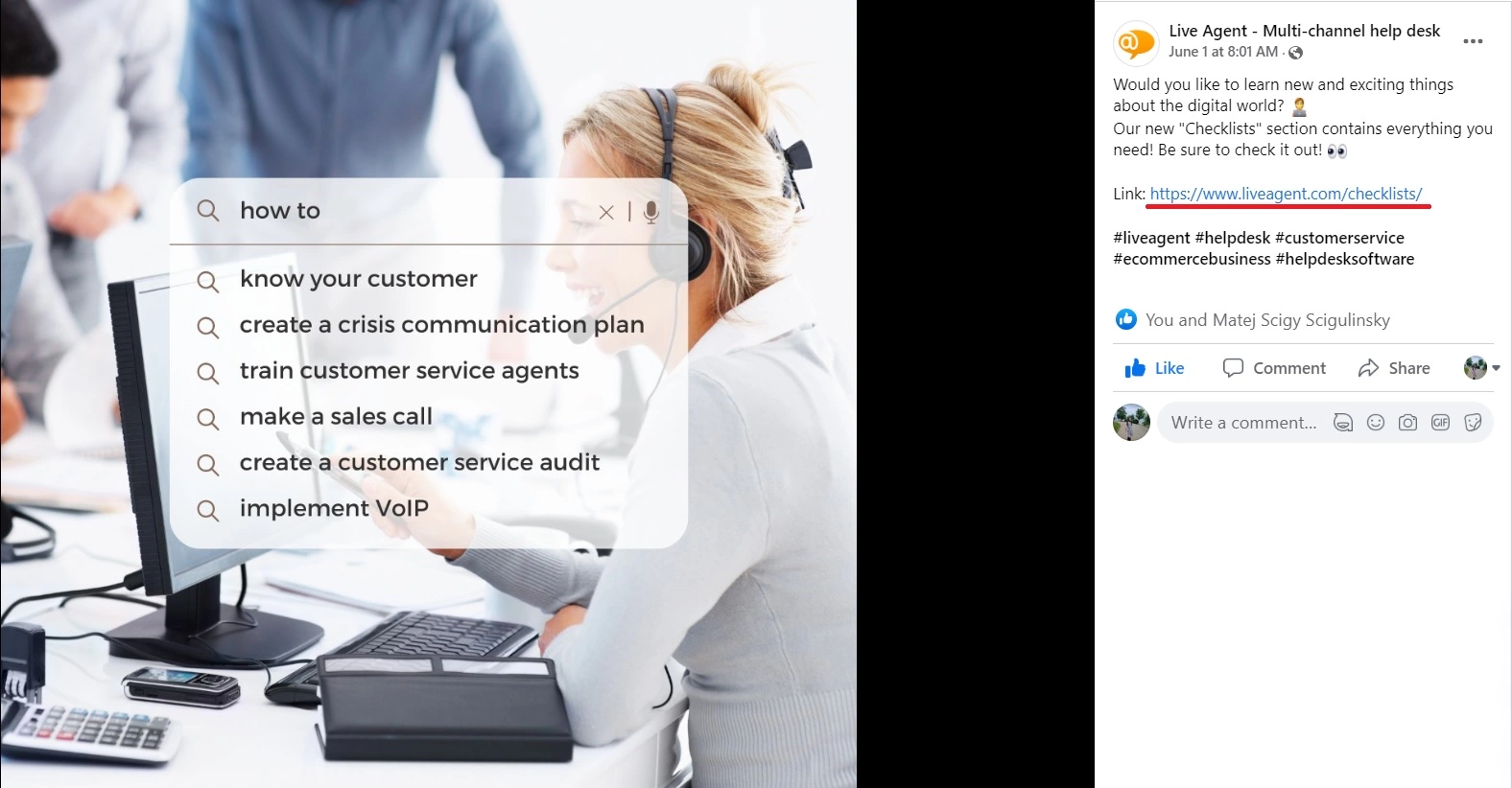 LiveAgent's Facebok vanity URL