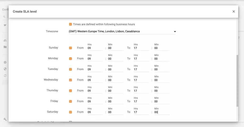 使用Live Agent设置营业时间