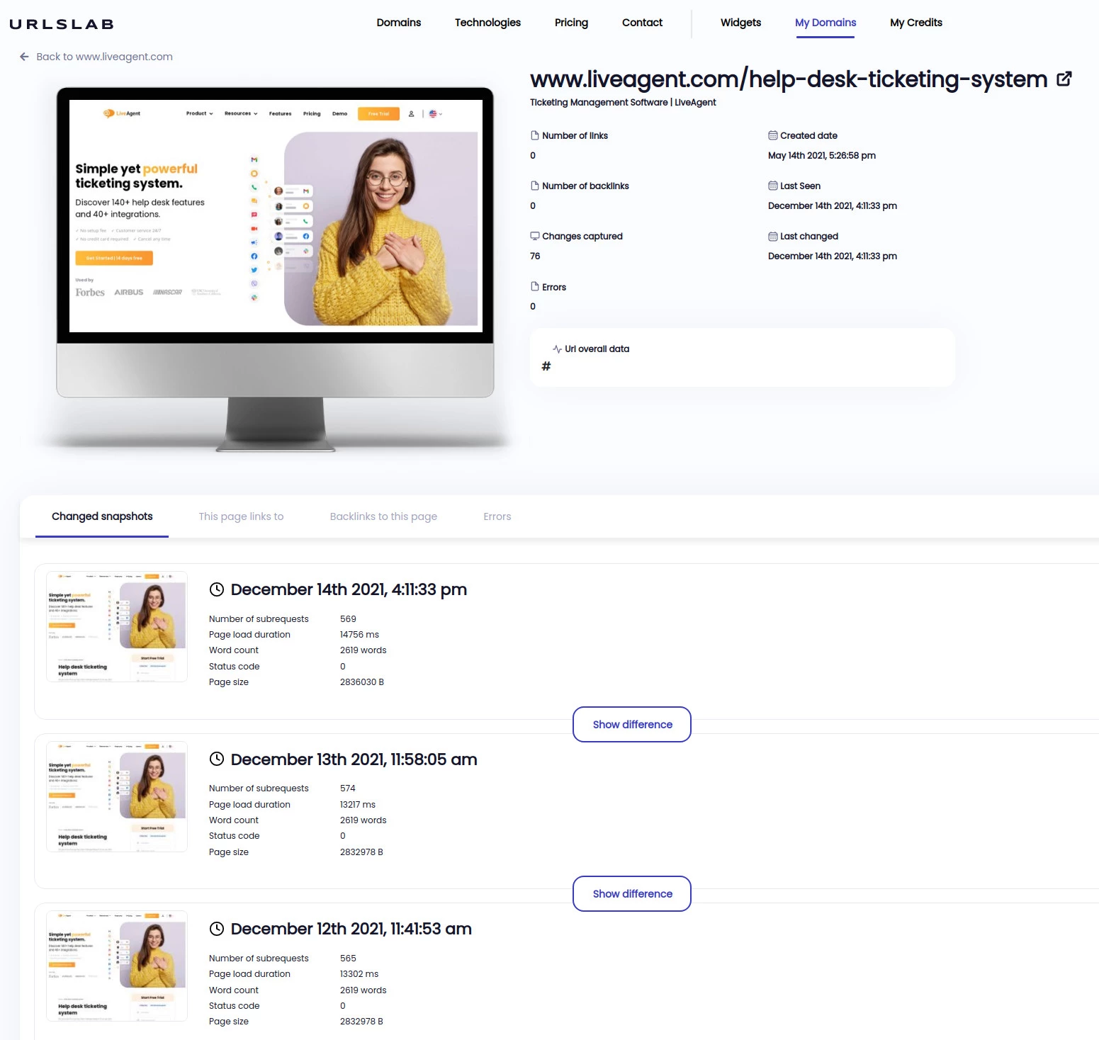 每天获取网站上每一页的截图