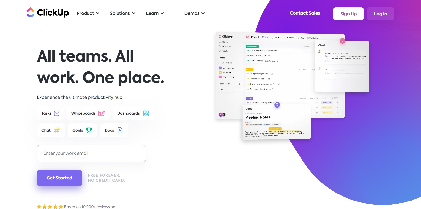 ClickUp的主页 - 从一个地方计划、跟踪和轻松管理您的项目。